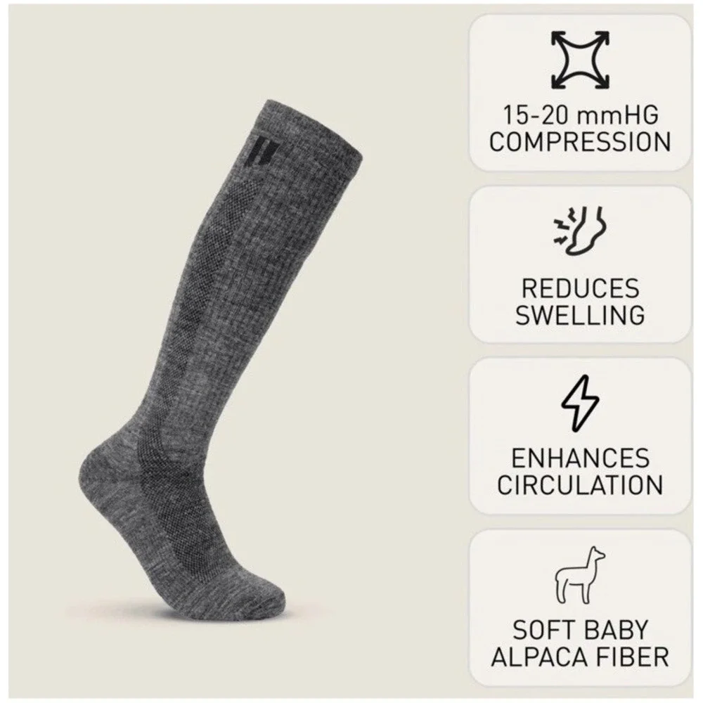 NEW Hollow Compression Alpaca Socks Black Medium WIDE Men 7-9.5 Women 7-10